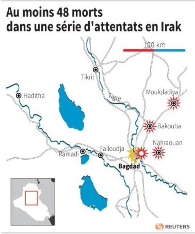 Au moins 48 morts dans une série d'attentats en Irak