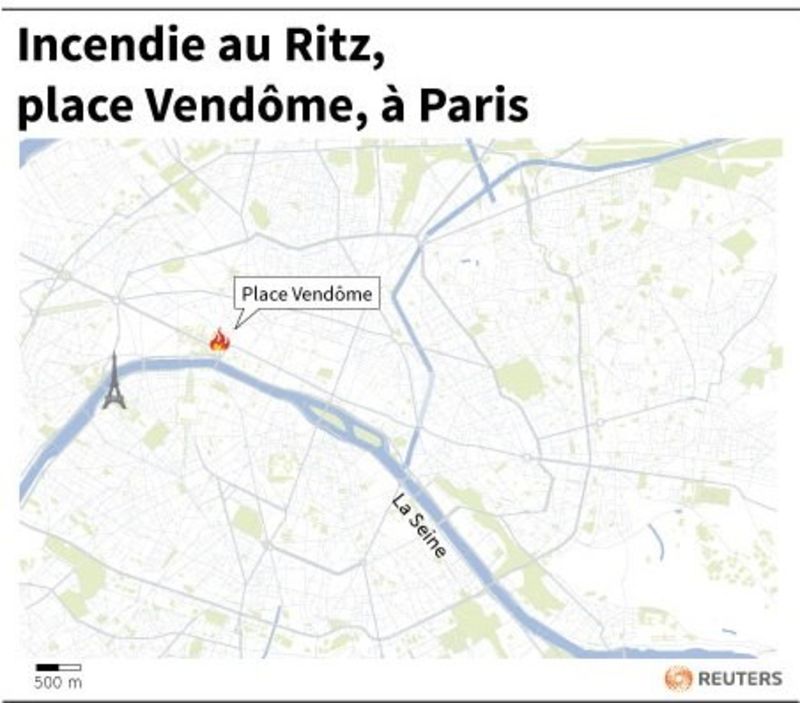 Incendie à l'hôtel Ritz à Paris