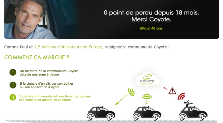 iCoyote le compagnon qui vous indique les dangers sur la route
